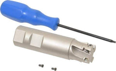 Iscar - 1" Cut Diam, 0.394" Max Depth of Cut, 1" Shank Diam, 3-3/4" OAL, Indexable Square Shoulder End Mill - AP..1003.., HM90 AP..1003.. Inserts, Weldon Shank, 90° Lead Angle, Series Heli2000 - Apex Tool & Supply