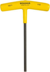 Bondhus - 1/8" Hex, T-Handle Cushion Grip, Hex Key - 6" OAL, Protanium High Torque Steel, Inch System of Measurement - Apex Tool & Supply