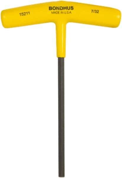 Bondhus - 1/4" Hex, T-Handle Cushion Grip, Hex Key - 6" OAL, Protanium High Torque Steel, Inch System of Measurement - Apex Tool & Supply