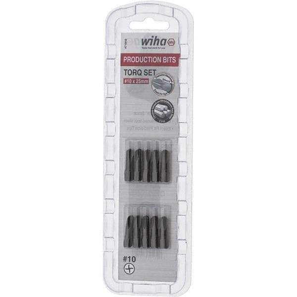 Wiha - 1/4" Drive, #10 Torq-Set Screwdriver Bit - 1" OAL - Apex Tool & Supply