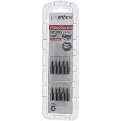 Wiha - 1/4" Drive T7 Tamperproof Torx Screwdriver Bit - 1" OAL, Tamper Resistant Bit - Apex Tool & Supply