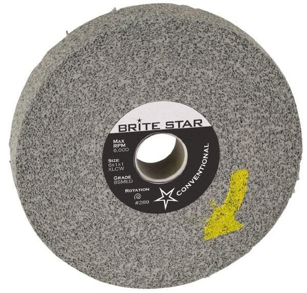 Brite Star - 12" Diam, 1" Face Width, 5" Center Hole, Fine Grade, Silicon Carbide Deburring Wheel - Convolute, Medium Density 7 Grade, 3,000 RPM - Apex Tool & Supply