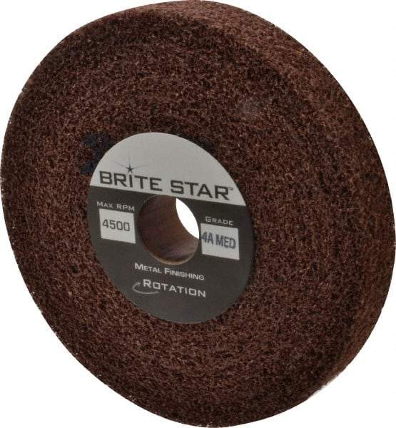 Brite Star - 6" Diam, 1" Face Width, 1" Center Hole, Medium Grade, Aluminum Oxide Deburring Wheel - Convolute, Hard Density 4 Grade, 6,000 RPM - Apex Tool & Supply