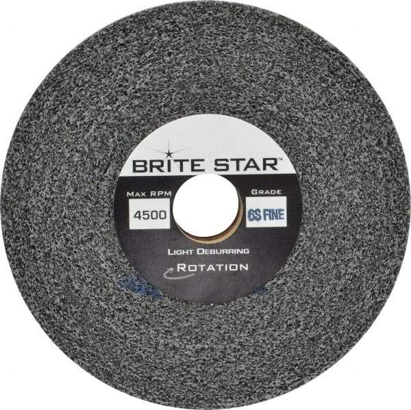 Brite Star - 6" Diam, 1" Face Width, 1" Center Hole, Fine Grade, Silicon Carbide Deburring Wheel - Convolute, Soft Density 6 Grade, 6,000 RPM - Apex Tool & Supply