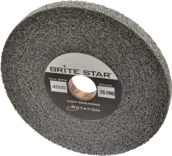 Brite Star - 6" Diam, 1/2" Face Width, 1" Center Hole, Fine Grade, Silicon Carbide Deburring Wheel - Convolute, Medium Density 7 Grade, 6,000 RPM - Apex Tool & Supply