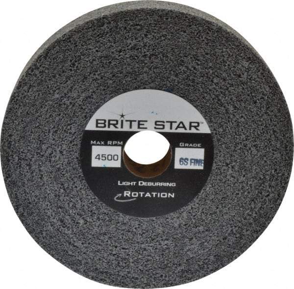 Brite Star - 6" Diam, 1" Face Width, 1" Center Hole, Fine Grade, Silicon Carbide Deburring Wheel - Convolute, Soft Density 7 Grade, 6,000 RPM - Apex Tool & Supply