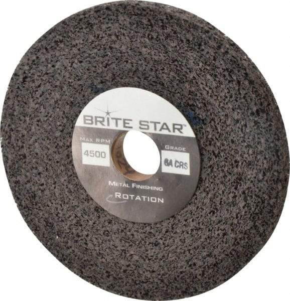 Brite Star - 6" Diam, 1/2" Face Width, 1" Center Hole, Coarse Grade, Aluminum Oxide Deburring Wheel - Convolute, Soft Density 6 Grade, 6,000 RPM - Apex Tool & Supply