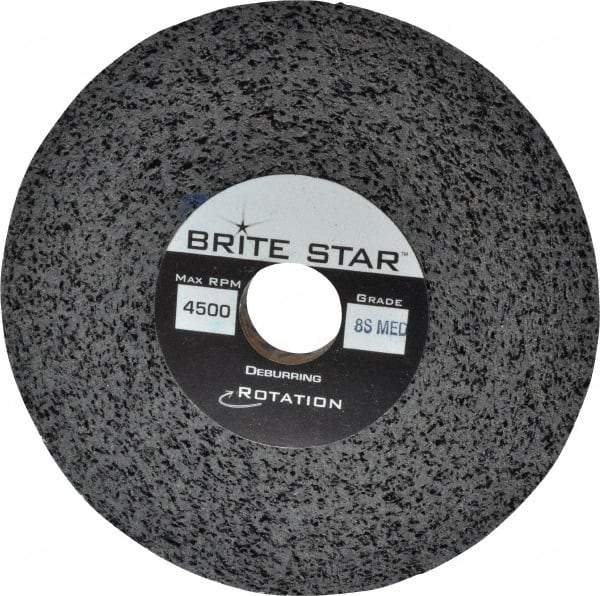 Brite Star - 6" Diam, 1/2" Face Width, 1" Center Hole, Medium Grade, Silicon Carbide Deburring Wheel - Convolute, Hard Density 8 Grade, 4,500 RPM - Apex Tool & Supply