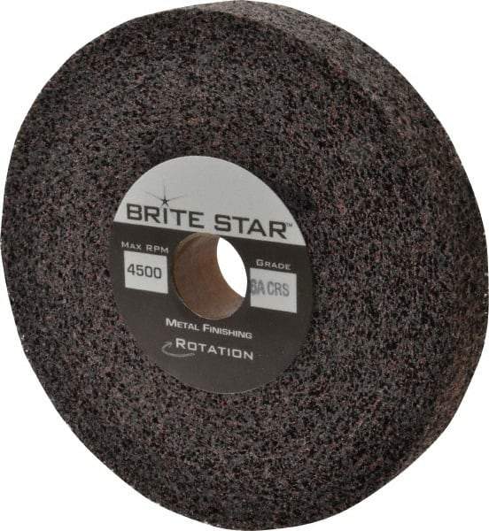 Brite Star - 6" Diam, 1" Face Width, 1" Center Hole, Coarse Grade, Aluminum Oxide Deburring Wheel - Convolute, Medium Density 6 Grade, 6,000 RPM - Apex Tool & Supply