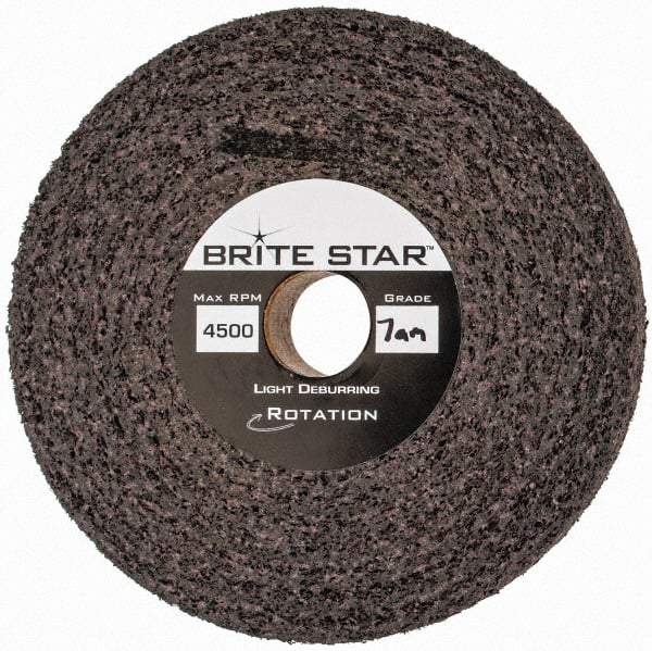 Brite Star - 6" Diam, 1" Face Width, 1" Center Hole, Medium Grade, Aluminum Oxide Deburring Wheel - Convolute, Hard Density 8 Grade, 6,000 RPM - Apex Tool & Supply