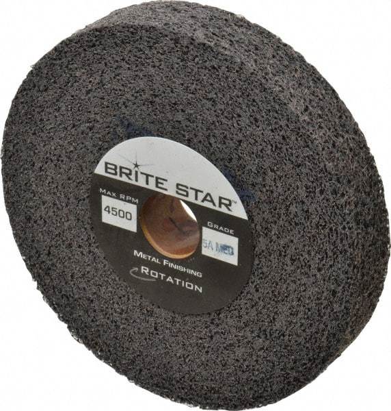 Brite Star - 6" Diam, 1" Face Width, 1" Center Hole, Medium Grade, Aluminum Oxide Deburring Wheel - Convolute, Soft Density 5 Grade, 6,000 RPM - Apex Tool & Supply