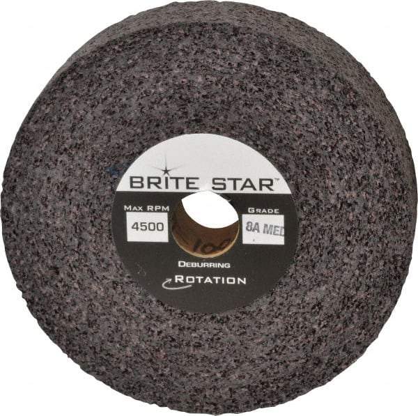 Brite Star - 6" Diam, 1-1/2" Face Width, 1" Center Hole, Medium Grade, Aluminum Oxide Deburring Wheel - Convolute, Hard Density 8 Grade, 4,500 RPM - Apex Tool & Supply