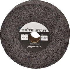 Brite Star - 6" Diam, 1-1/2" Face Width, 1" Center Hole, Medium Grade, Aluminum Oxide Deburring Wheel - Convolute, Hard Density 8 Grade, 4,500 RPM - Apex Tool & Supply