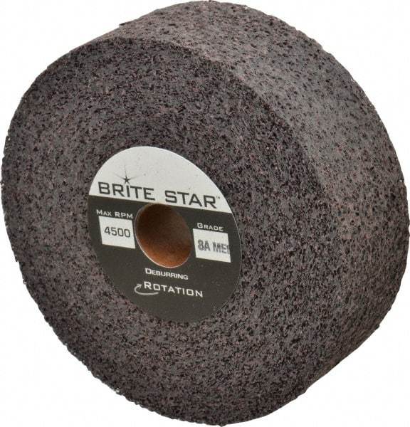 Brite Star - 6" Diam, 2" Face Width, 1" Center Hole, Medium Grade, Aluminum Oxide Deburring Wheel - Convolute, Hard Density 8 Grade, 4,500 RPM - Apex Tool & Supply