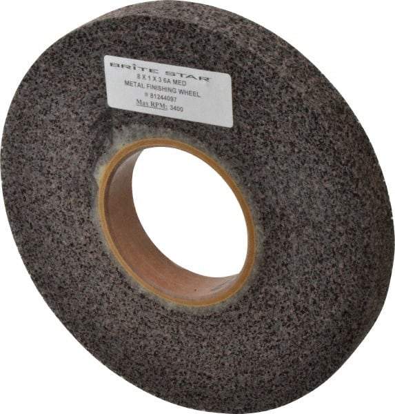 Brite Star - 8" Diam, 1" Face Width, 3" Center Hole, Medium Grade, Aluminum Oxide Deburring Wheel - Convolute, Medium Density 6 Grade, 4,500 RPM - Apex Tool & Supply