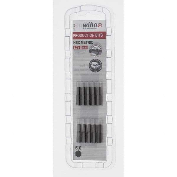 Wiha - 5mm Hex Screwdriver Bit - 1/4" Drive, 1" OAL - Apex Tool & Supply