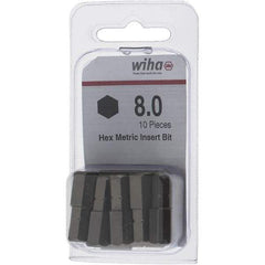 Wiha - 8mm Hex Screwdriver Bit - 1/4" Drive, 1" OAL - Apex Tool & Supply