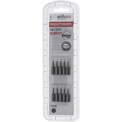 Wiha - 0.063" Hex Screwdriver Bit - 1/4" Drive, 1" OAL - Apex Tool & Supply