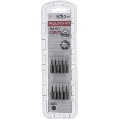 Wiha - 0.078" Hex Screwdriver Bit - 1/4" Drive, 1" OAL - Apex Tool & Supply