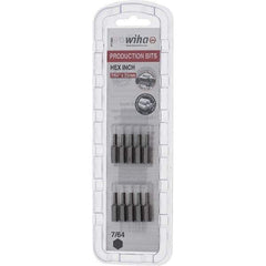 Wiha - 0.109" Hex Screwdriver Bit - 1/4" Drive, 1" OAL - Apex Tool & Supply