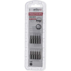 Wiha - 1/8" Hex Screwdriver Bit - 1/4" Drive, 1" OAL - Apex Tool & Supply
