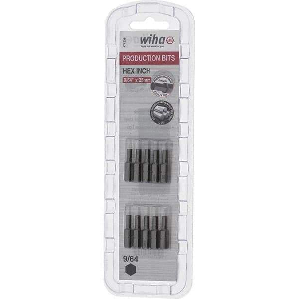 Wiha - 0.14" Hex Screwdriver Bit - 1/4" Drive, 1" OAL - Apex Tool & Supply