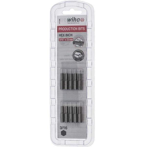 Wiha - 0.187" Hex Screwdriver Bit - 1/4" Drive, 1" OAL - Apex Tool & Supply