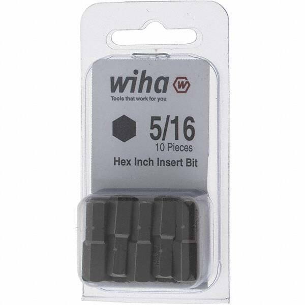 Wiha - 0.312" Hex Screwdriver Bit - 1/4" Drive, 1" OAL - Apex Tool & Supply