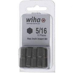 Wiha - 0.312" Hex Screwdriver Bit - 1/4" Drive, 1" OAL - Apex Tool & Supply