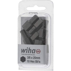 Wiha - 3/8" Hex Screwdriver Bit - 1/4" Drive, 1" OAL - Apex Tool & Supply