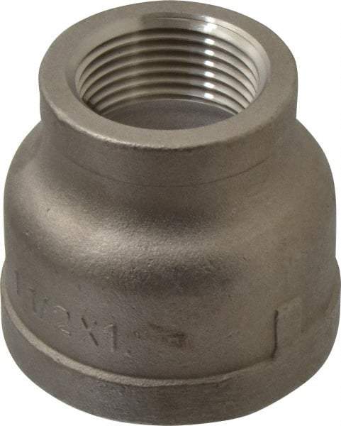 Merit Brass - 1-1/2 x 1" Grade 316 Stainless Steel Pipe Reducer Coupling - FNPT x FNPT End Connections, 150 psi - Apex Tool & Supply