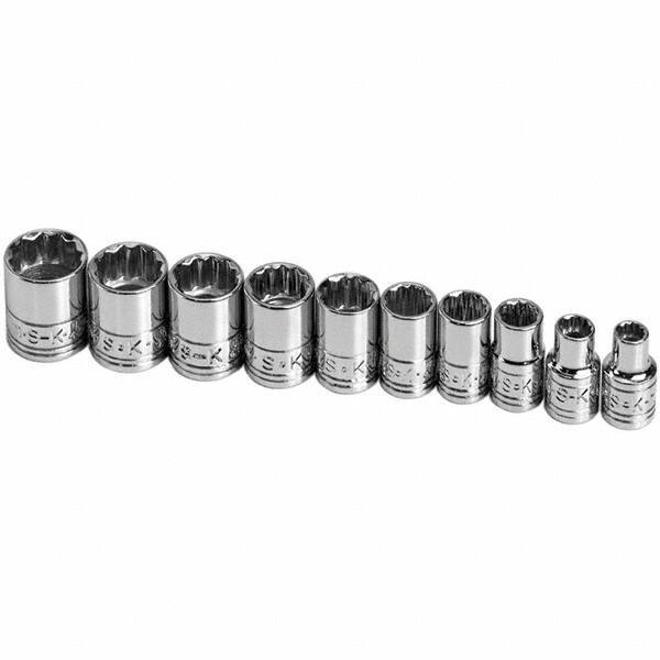SK - 1/4" Drive Standard Socket Set - 5 to 14mm, Metric Measurement Standard - Apex Tool & Supply