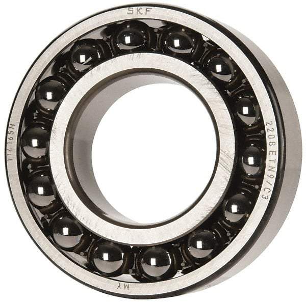 SKF - 40mm Bore Diam, 80mm OD, Open Self Aligning Radial Ball Bearing - 23mm Wide, 2 Rows, Round Bore, 2,250 Lb Static Capacity, 7,170 Lb Dynamic Capacity - Apex Tool & Supply