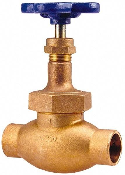 NIBCO - 3/4" Pipe, Soldered Ends, Bronze Integral Oxygen Service Globe Valve - PTFE Disc, Union Bonnet, 300 psi WOG, 150 psi WSP, Class 150 - Apex Tool & Supply