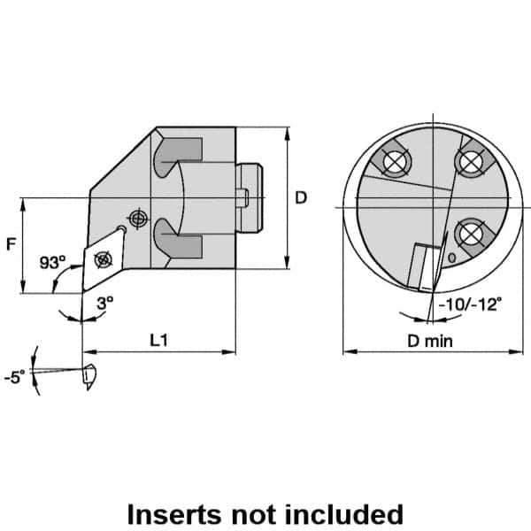 Kennametal - Left Hand Cut, 63mm Min Bore Diam, Size H50 Modular Boring Cutting Unit Head - Through Coolant, Compatible with DN.. - Apex Tool & Supply