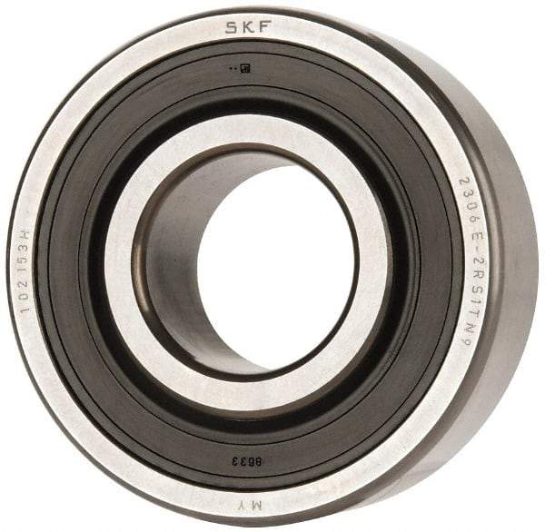 SKF - 30mm Bore Diam, 72mm OD, Double Seal Self Aligning Radial Ball Bearing - 27mm Wide, 2 Rows, Round Bore, 1,980 Lb Static Capacity, 7,010 Lb Dynamic Capacity - Apex Tool & Supply