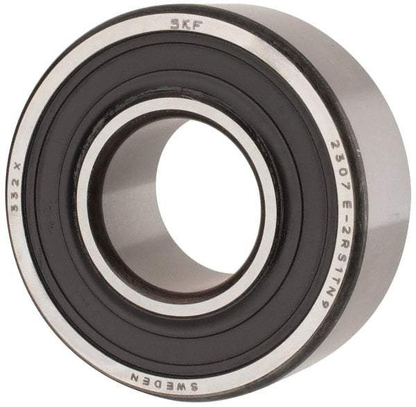 SKF - 35mm Bore Diam, 80mm OD, Double Seal Self Aligning Radial Ball Bearing - 31mm Wide, 2 Rows, Round Bore, 2,520 Lb Static Capacity, 8,930 Lb Dynamic Capacity - Apex Tool & Supply