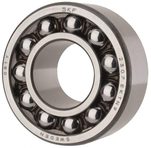 SKF - 35mm Bore Diam, 80mm OD, Open Self Aligning Radial Ball Bearing - 31mm Wide, 2 Rows, Round Bore, 2,520 Lb Static Capacity, 8,930 Lb Dynamic Capacity - Apex Tool & Supply