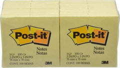 3M - 100 Sheet, 3 x 3", Note Pad/Writing Pad/Notebook - Yellow - Apex Tool & Supply