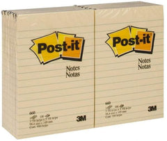 3M - 100 Sheet, 4 x 6", Note Pad/Writing Pad/Notebook - Yellow - Apex Tool & Supply