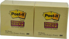 3M - 90 Sheet, 3 x 3", Note Pad/Writing Pad/Notebook - Yellow - Apex Tool & Supply