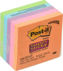 3M - 90 Sheet, 3 x 3", Note Pad/Writing Pad/Notebook - Neon Colors - Apex Tool & Supply