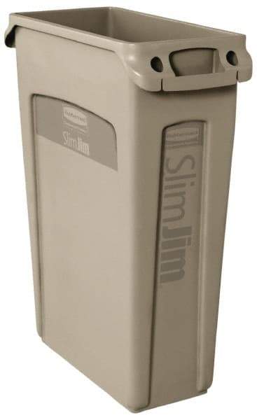 Rubbermaid - 23 Gal Beige Rectangle Trash Can - Polyethylene, 30" High x 22" Long x 11" Wide - Apex Tool & Supply