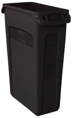 Rubbermaid - 23 Gal Black Rectangle Trash Can - Polyethylene, 30" High x 22" Long x 11" Wide - Apex Tool & Supply