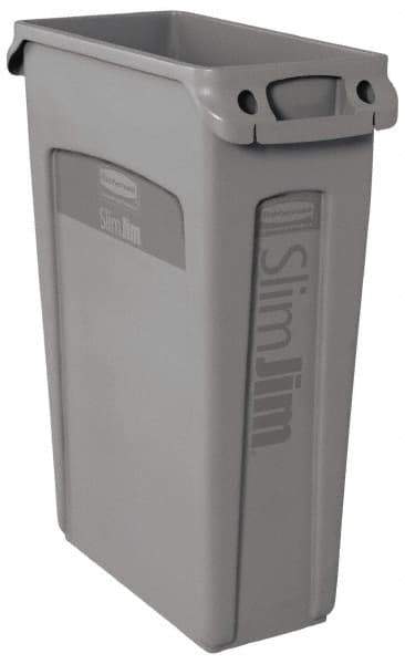 Rubbermaid - 23 Gal Gray Rectangle Trash Can - Polyethylene, 30" High x 22" Long x 11" Wide - Apex Tool & Supply