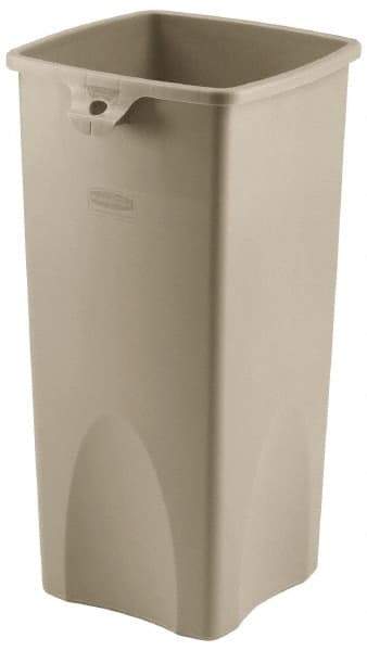 Rubbermaid - 23 Gal Beige Square Trash Can - Polyethylene, 30.9" High x 16-1/2" Long x 15-1/2" Wide - Apex Tool & Supply