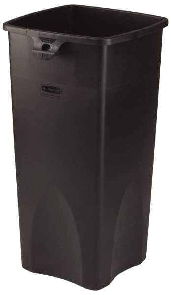 Rubbermaid - 23 Gal Black Square Trash Can - Polyethylene, 30.9" High x 16-1/2" Long x 15-1/2" Wide - Apex Tool & Supply
