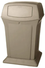 Rubbermaid - 45 Gal Beige Square Trash Can - Polyethylene, 41-1/2" High x 24-7/8" Long x 24-7/8" Wide - Apex Tool & Supply