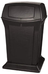 Rubbermaid - 45 Gal Black Square Trash Can - Polyethylene, 41-1/2" High x 24-7/8" Long x 24-7/8" Wide - Apex Tool & Supply