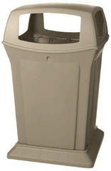 Rubbermaid - 45 Gal Beige Square Trash Can - Polyethylene, 41-1/2" High x 24-7/8" Long x 24-7/8" Wide - Apex Tool & Supply